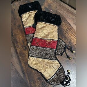 Elegant Gold and Red Villa Bocci Christmas Stockings